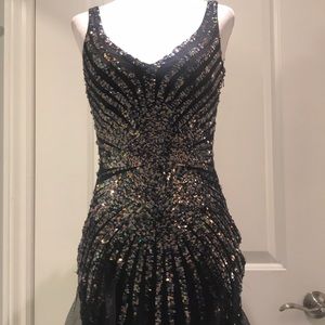 Jovani Black Sequins Evening Gown